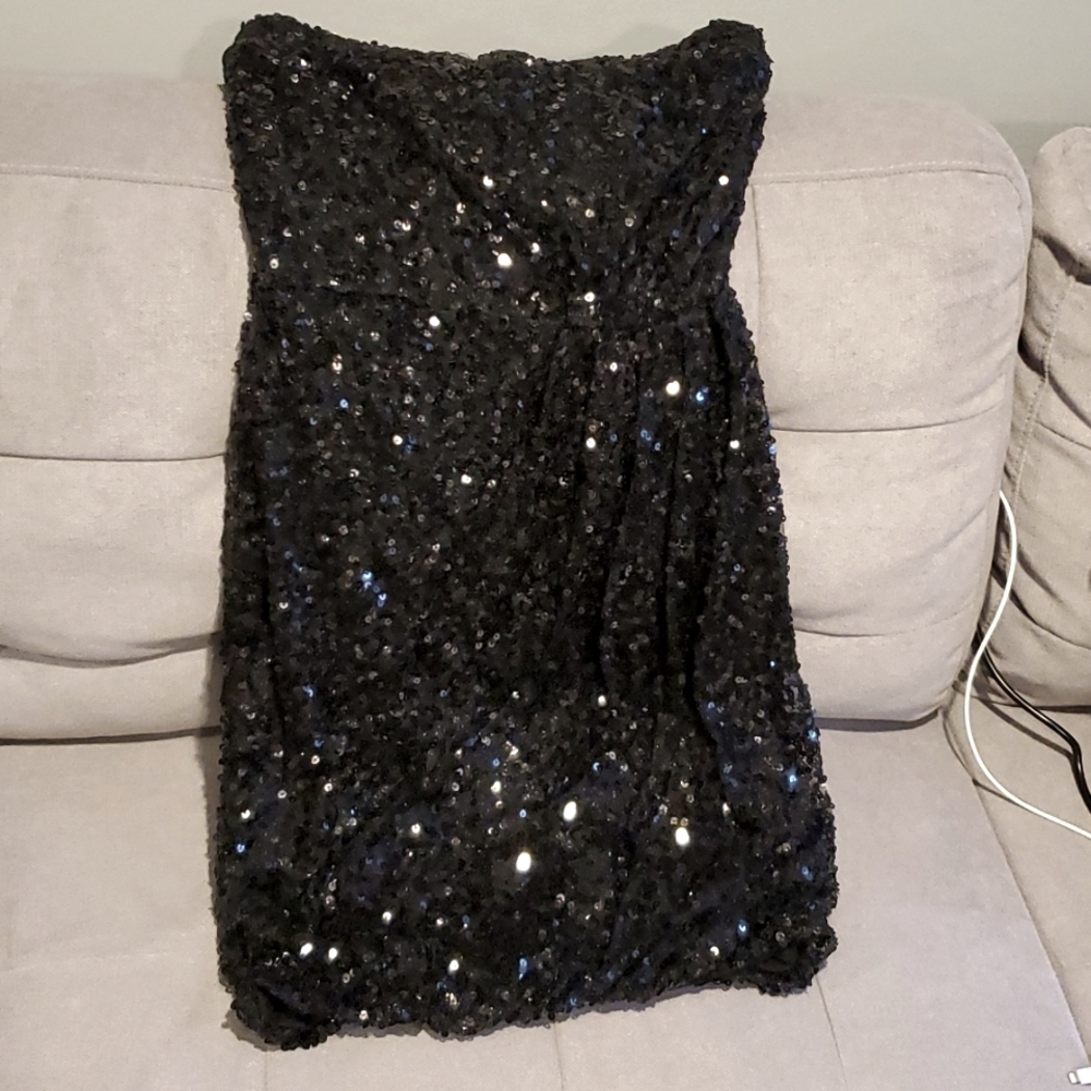 Sequin black mini dress